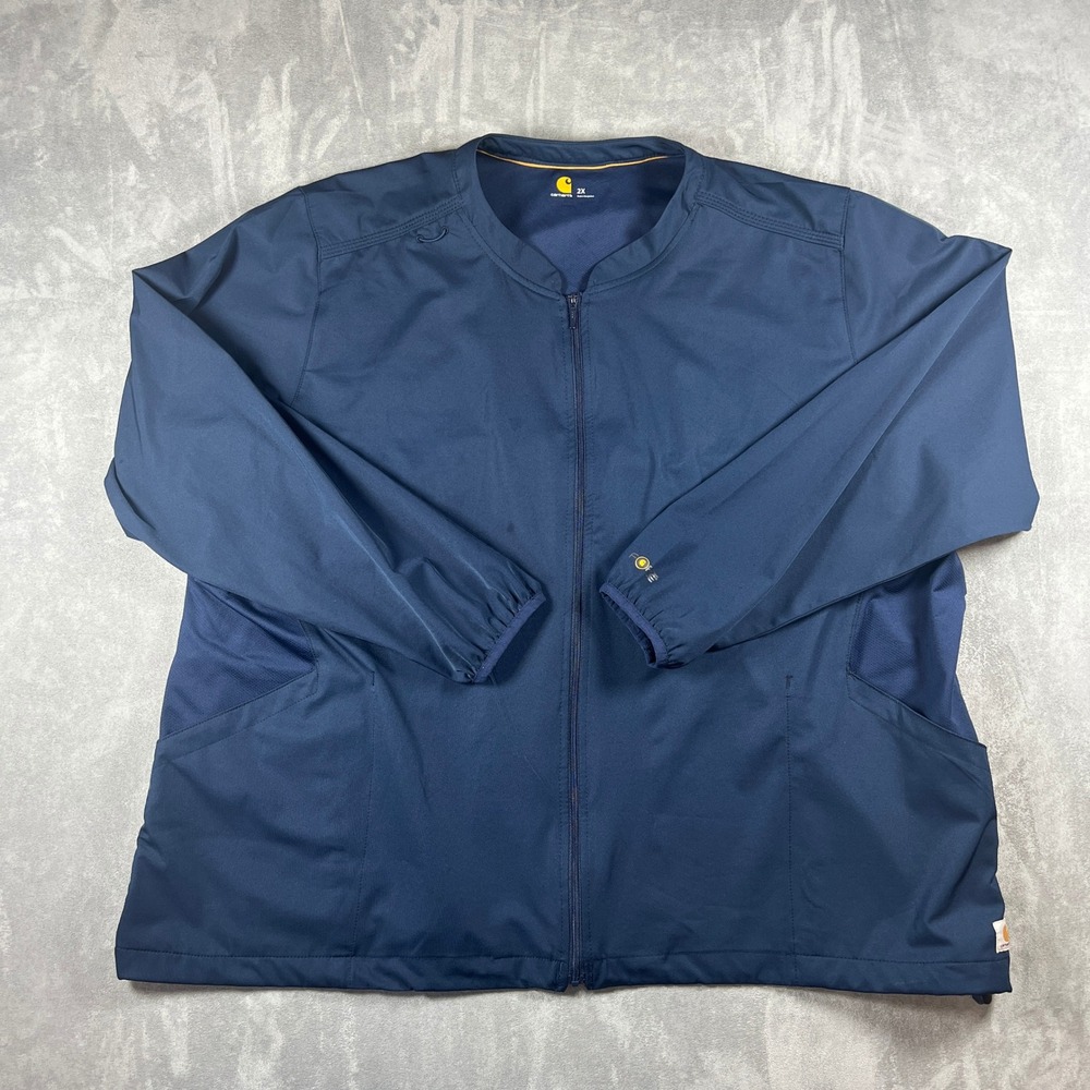 Carhartt Liberty Force Mens 2X Navy Blue Full Zip Scrub Jacket C82106